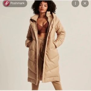 Abercrombie Vegan Leather Puffer LONG